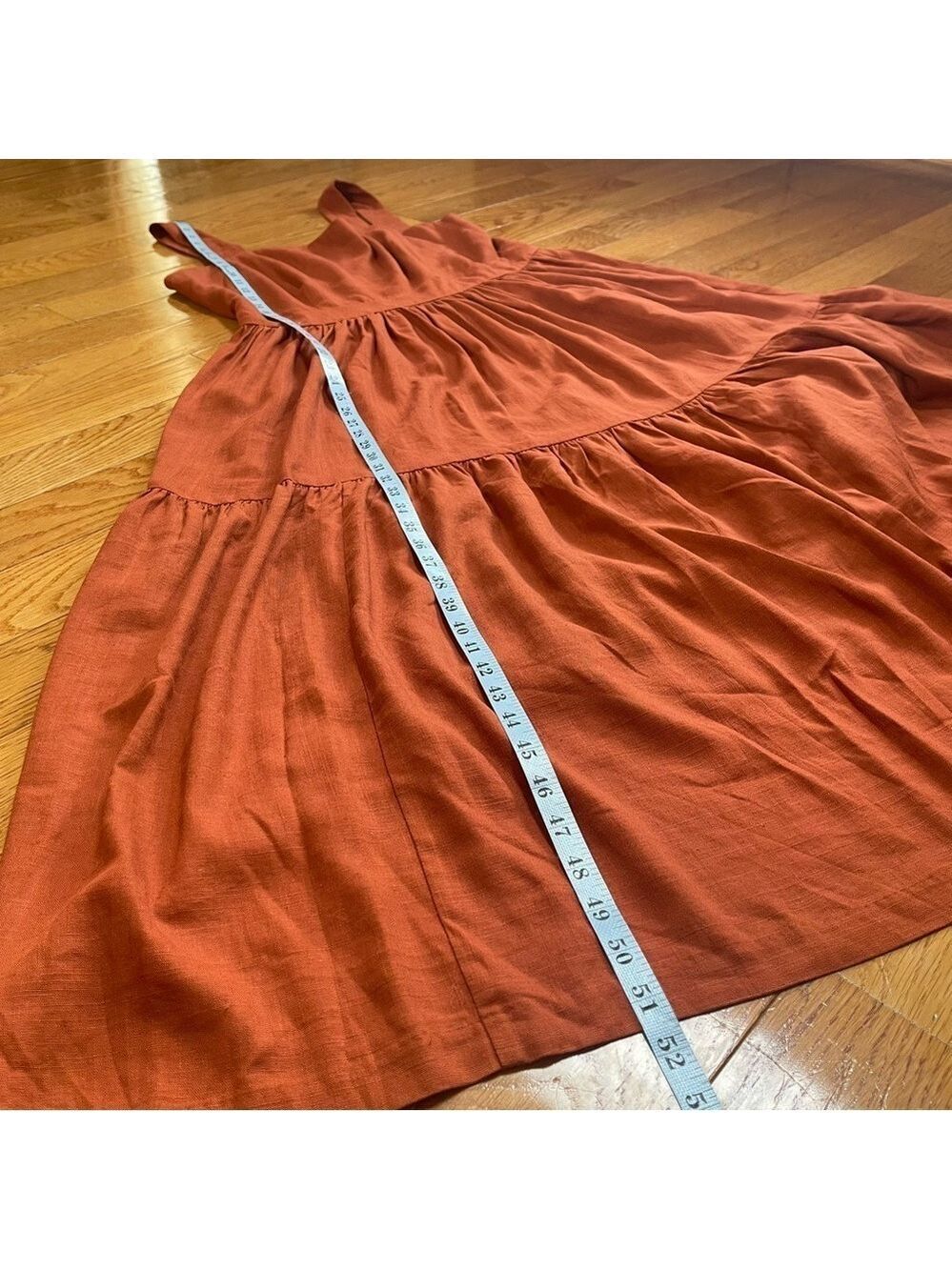 Ann Taylor Square Neck Midi Tiered Linen Blend Dress Sleeveless Summer Sz 12 - Picture 11 of 11
